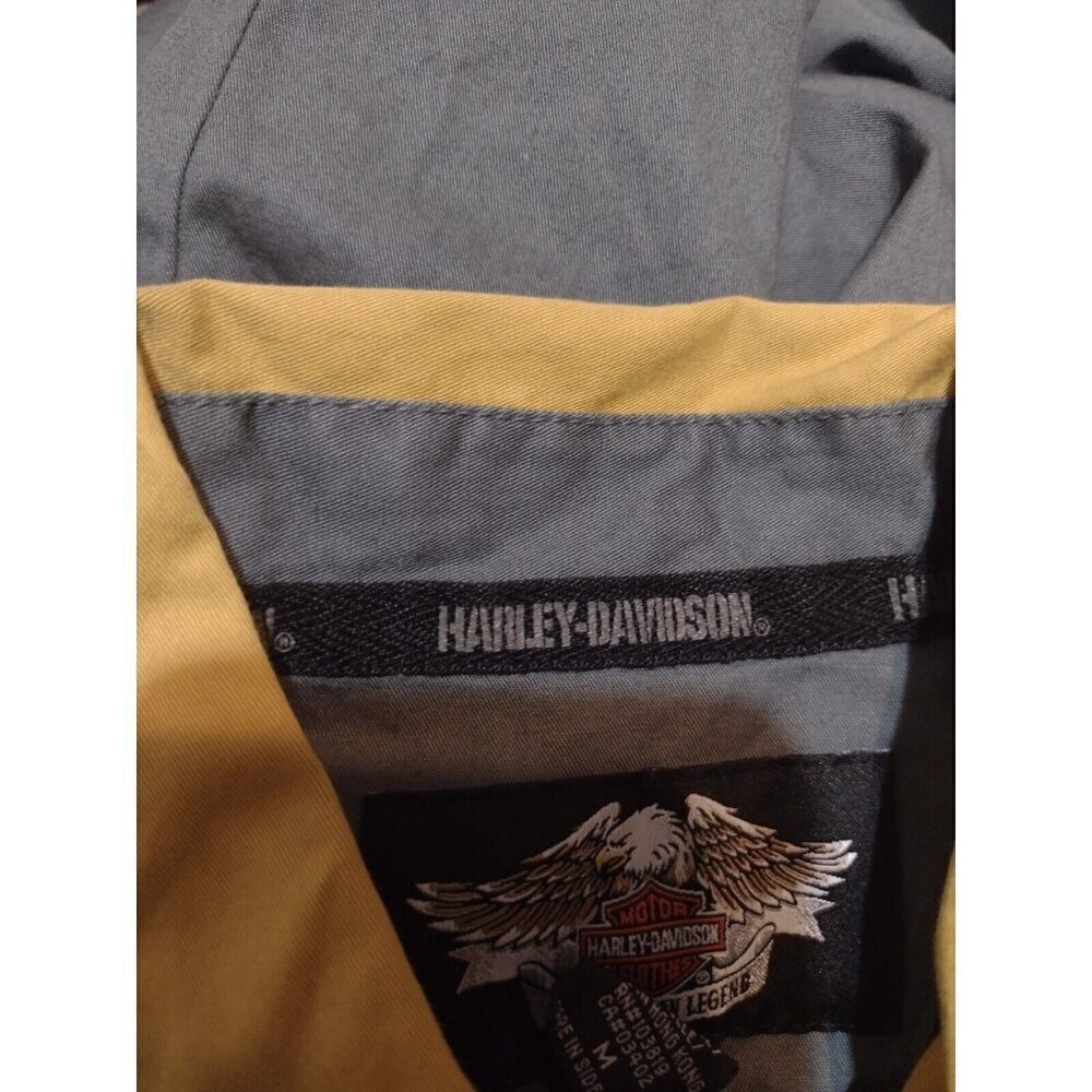 Men's Harley Davidson Gray Gold Milwaukee Wisconsin Logo S/S Button Shirt Medium - Picture 7 of 10